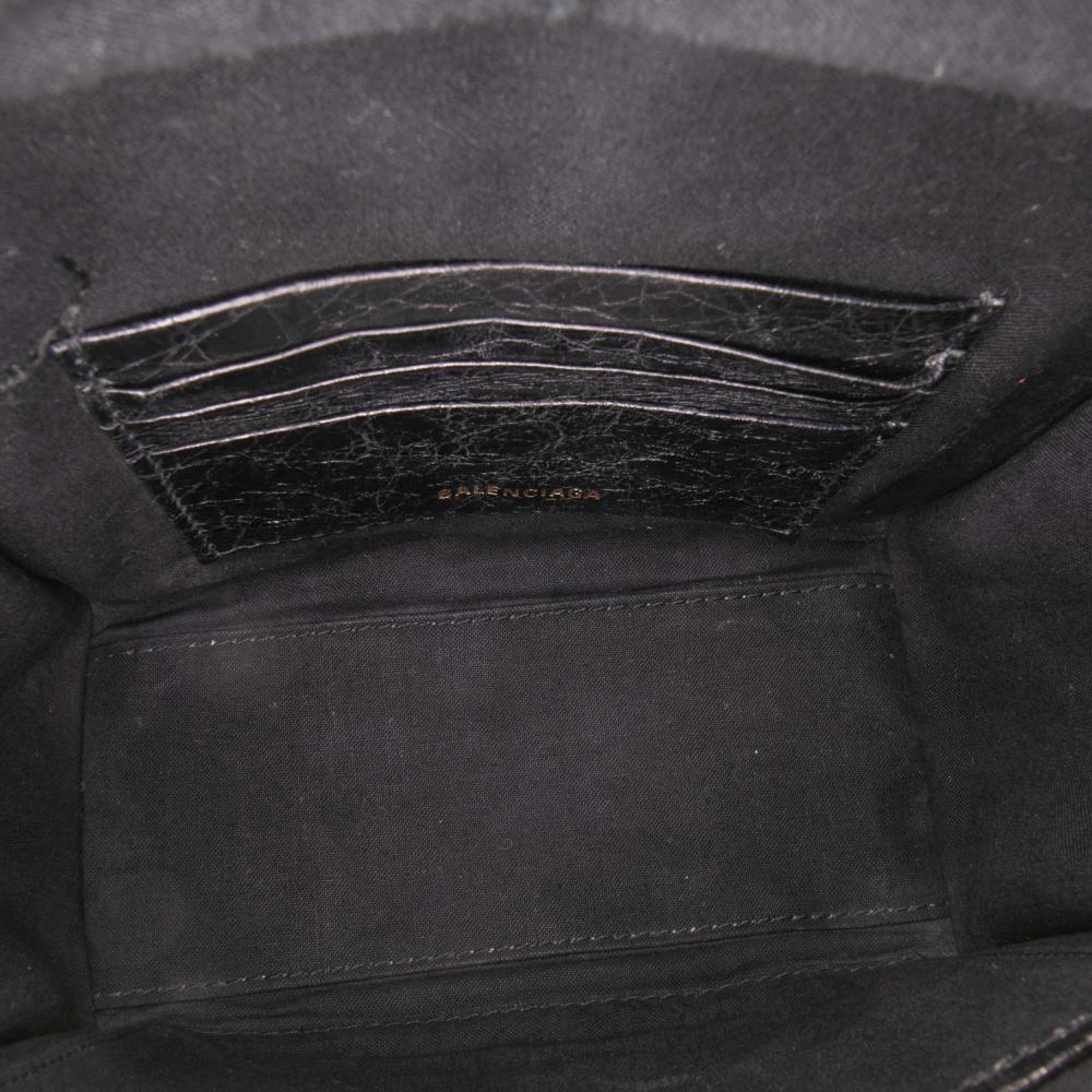 Balenciaga B Balenciaga Black Lambskin Leather Leather XXS Lambskin Bazar Shopper Satchel Italy