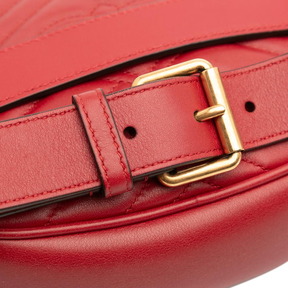 Gucci B Gucci Red Calf Leather Small GG Marmont Matelasse Belt Bag Italy