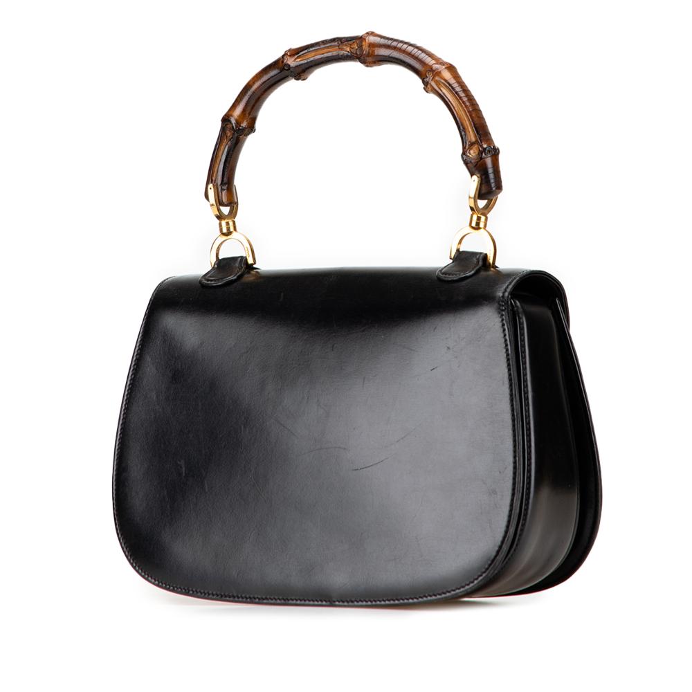 Gucci B Gucci Black Calf Leather skin Bamboo Night Italy