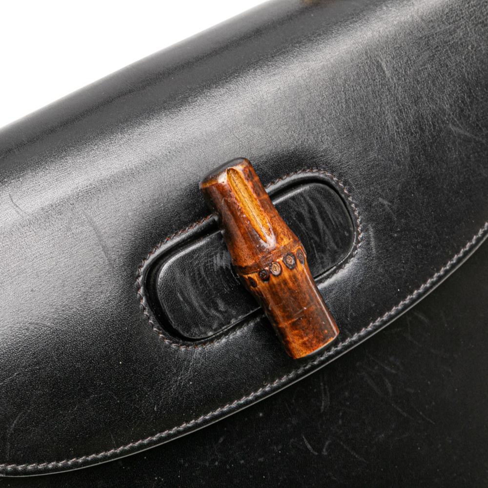 Gucci B Gucci Black Calf Leather skin Bamboo Night Italy