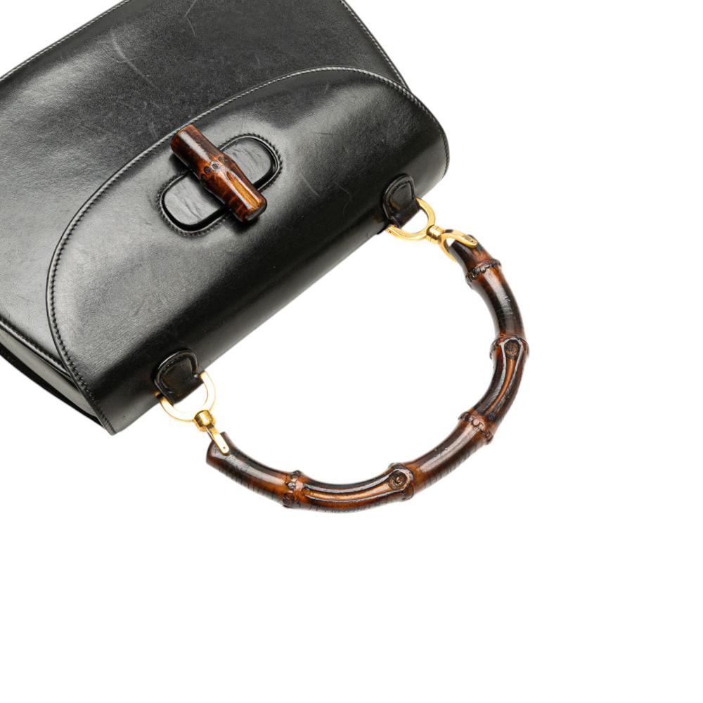 Gucci B Gucci Black Calf Leather skin Bamboo Night Italy