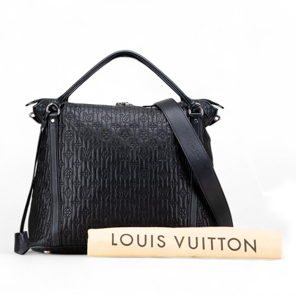Louis Vuitton B Louis Vuitton Black Lambskin Leather Leather Monogram Antheia Ixia MM Italy