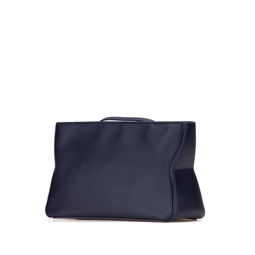 Ferragamo AB Ferragamo Blue Navy Calf Leather Soft Pouch Italy