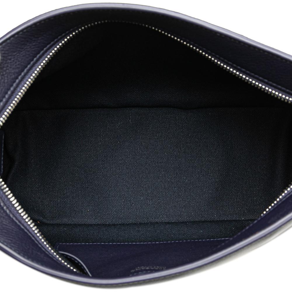 Ferragamo AB Ferragamo Blue Navy Calf Leather Soft Pouch Italy
