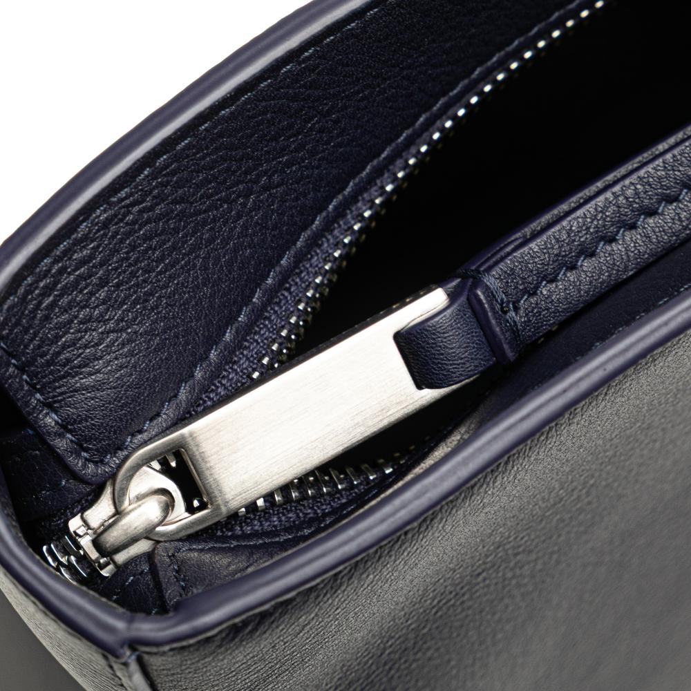 Ferragamo AB Ferragamo Blue Navy Calf Leather Soft Pouch Italy
