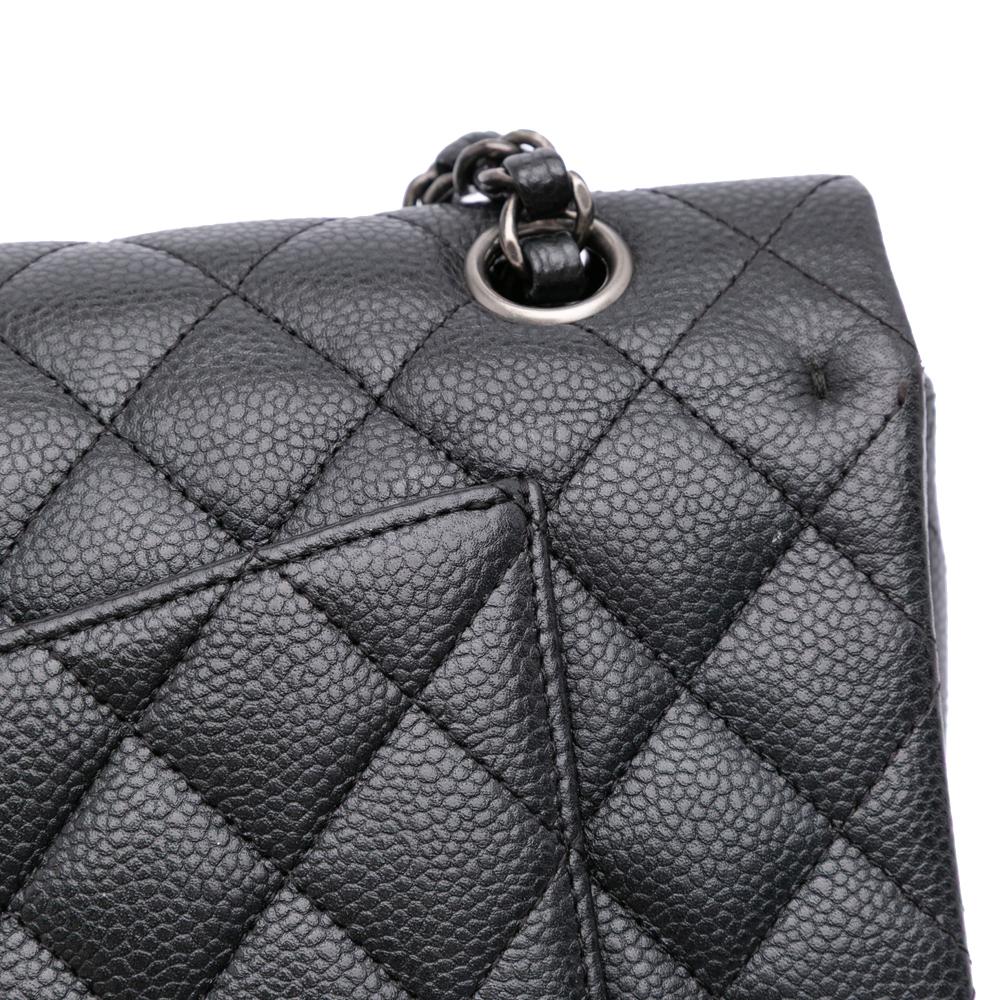 Chanel B Chanel Black Caviar Leather Leather Medium Classic Caviar Double Flap France