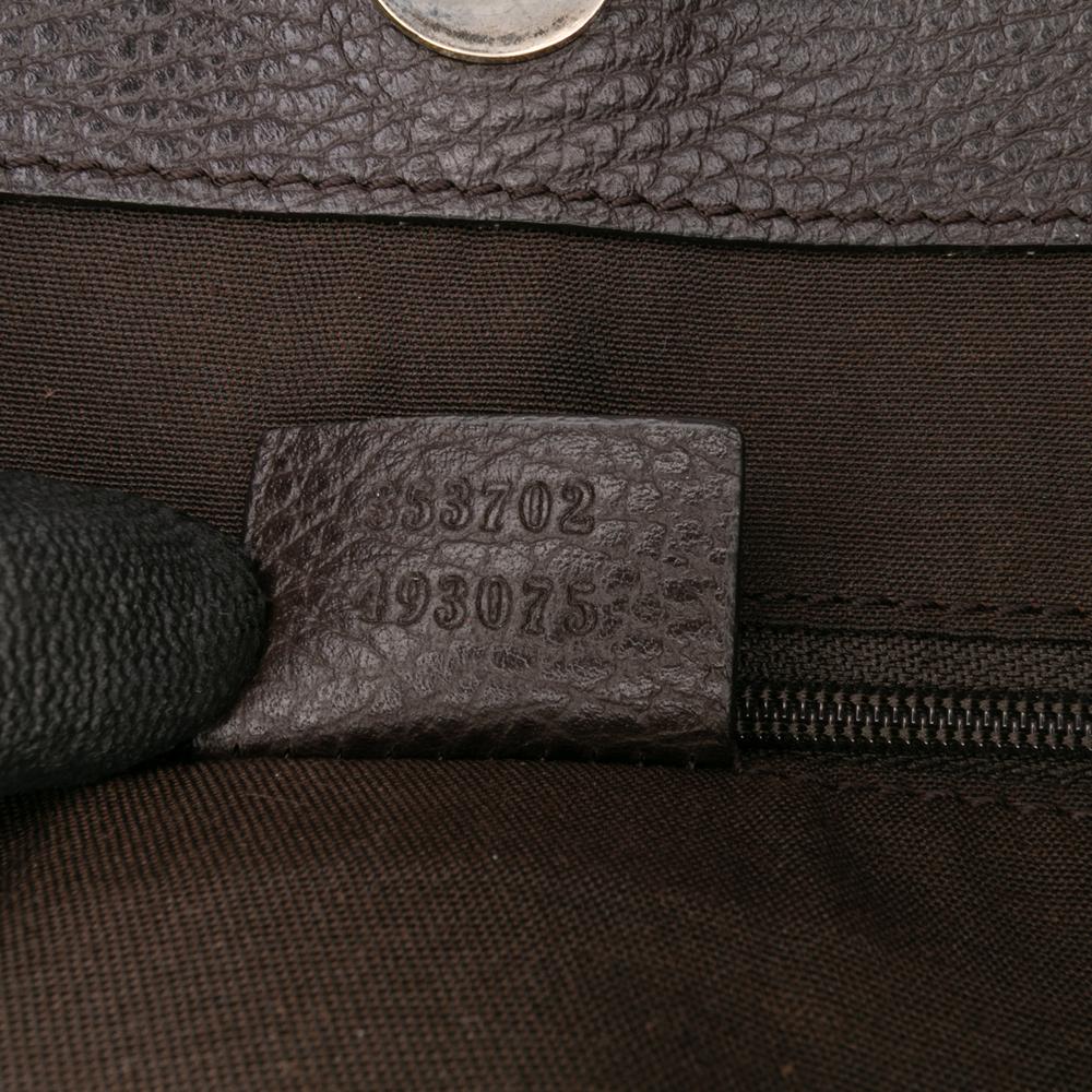 Gucci B Gucci Brown Beige Coated Canvas Fabric GG Charm GG Crystal Tote Italy