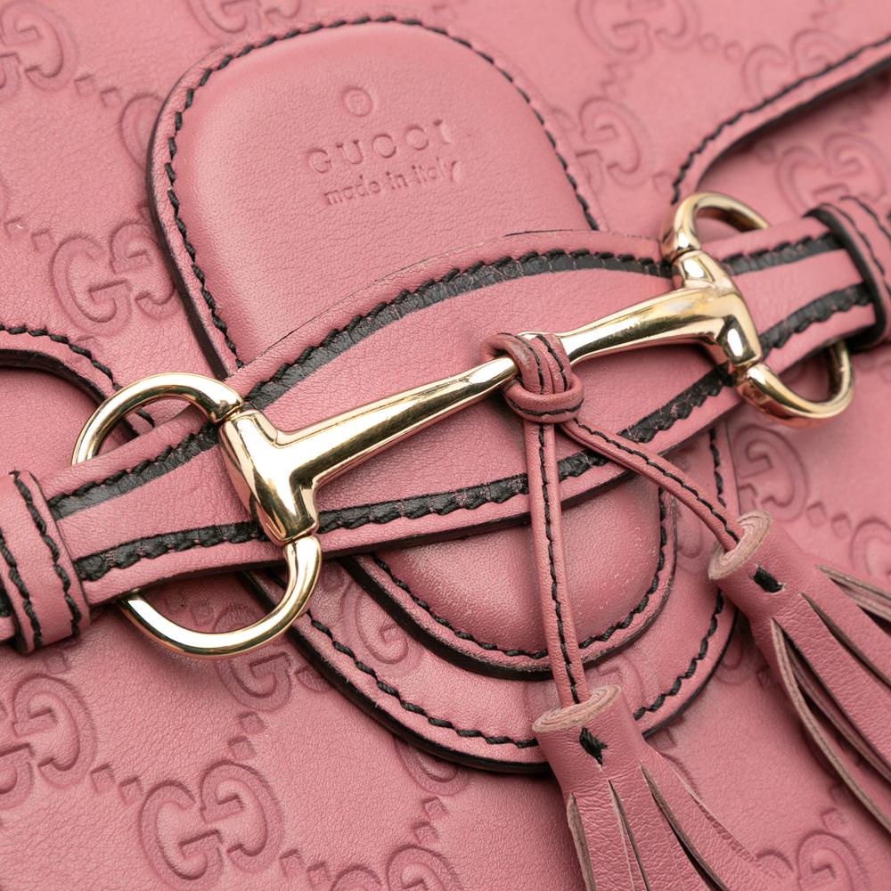 Gucci B Gucci Pink Calf Leather Medium Guccissima Emily Shoulder Bag Italy