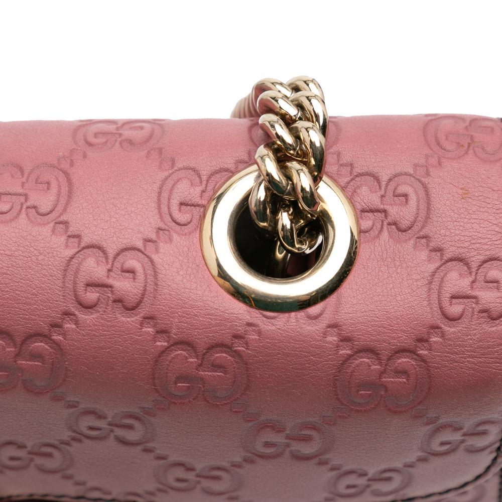 Gucci B Gucci Pink Calf Leather Medium Guccissima Emily Shoulder Bag Italy