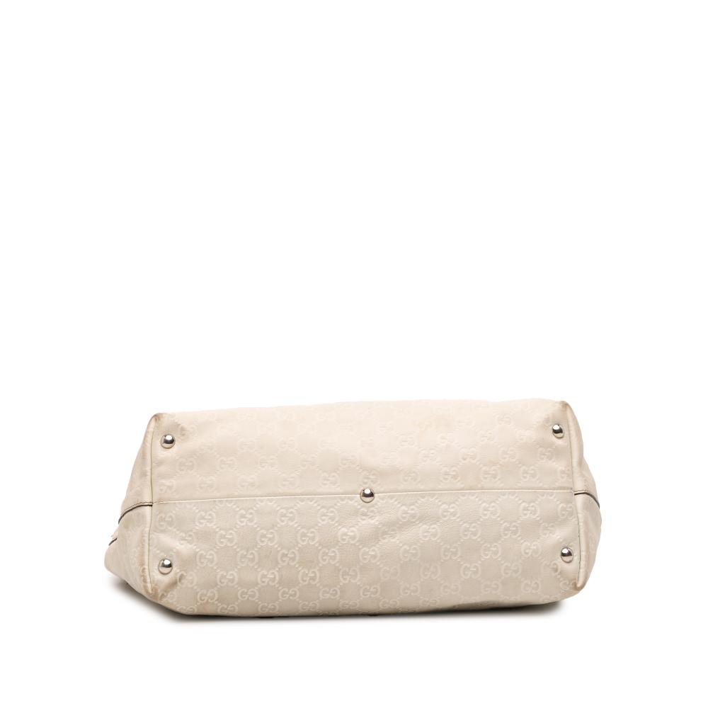 Gucci B Gucci White Calf Leather Guccissima Icon Bit Tote Italy