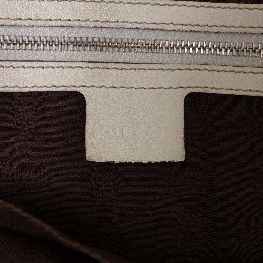 Gucci B Gucci White Calf Leather Guccissima Icon Bit Tote Italy