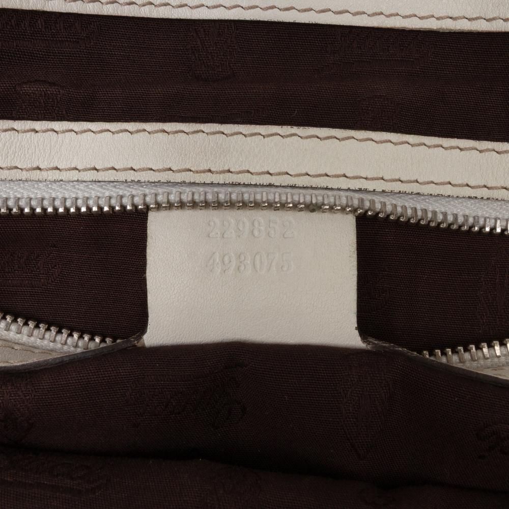 Gucci B Gucci White Calf Leather Guccissima Icon Bit Tote Italy