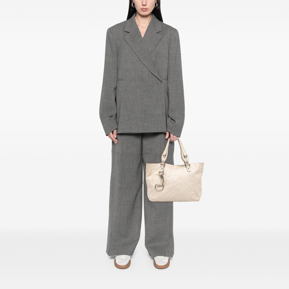 Gucci B Gucci White Calf Leather Guccissima Icon Bit Tote Italy