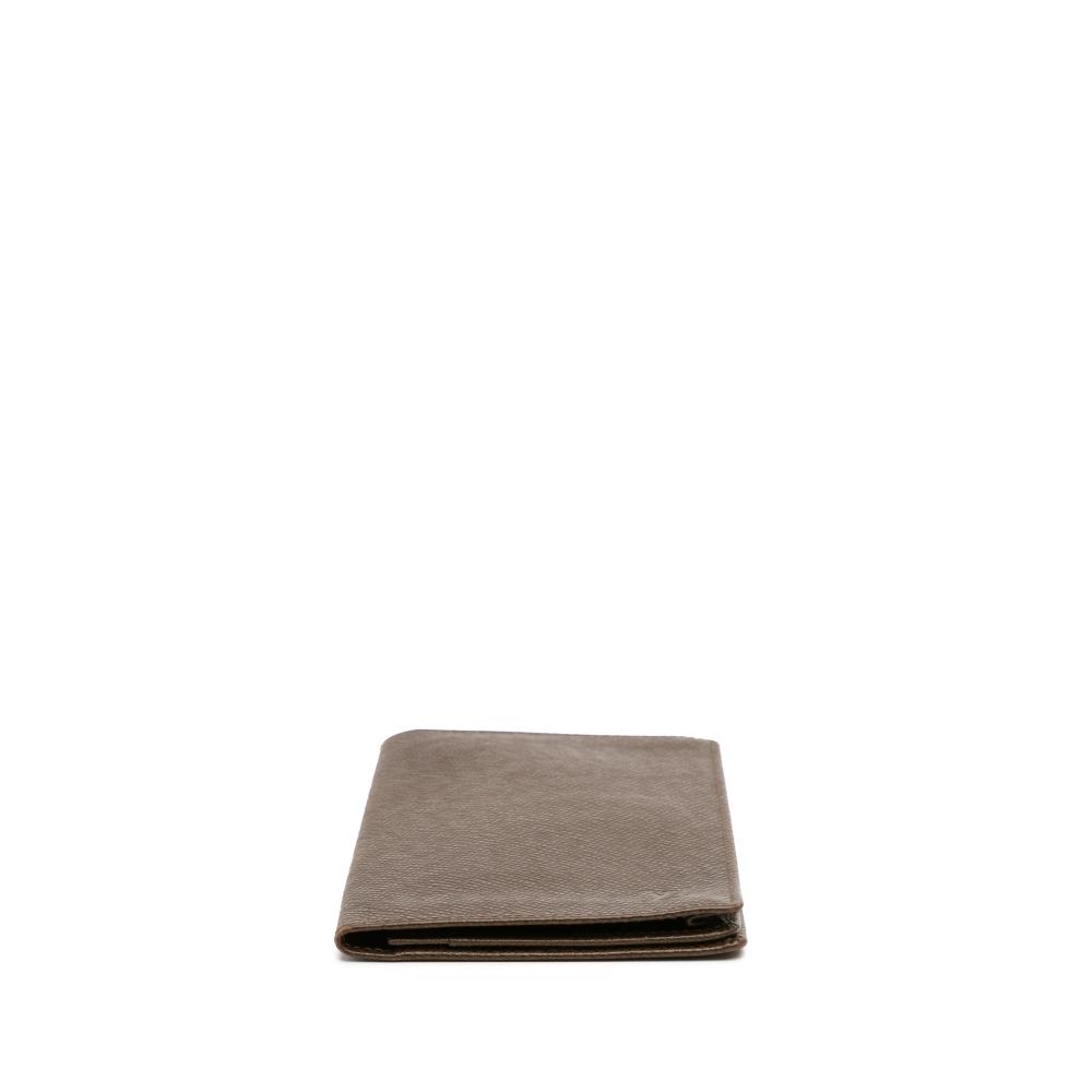 Louis Vuitton B Louis Vuitton Brown Taiga Leather Leather Taiga Checkbook Wallet France