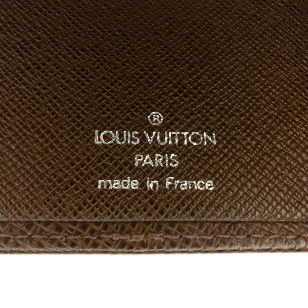 Louis Vuitton B Louis Vuitton Brown Taiga Leather Leather Taiga Checkbook Wallet France