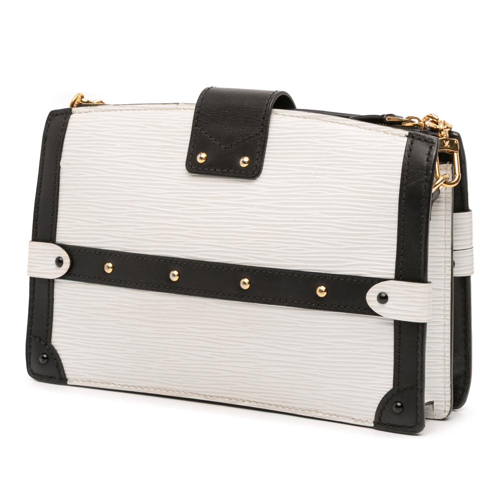 Louis Vuitton B Louis Vuitton White with Black Epi Leather Leather Epi Trunk Clutch France