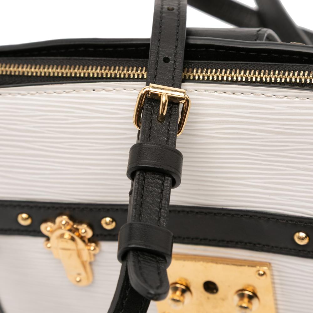 Louis Vuitton B Louis Vuitton White with Black Epi Leather Leather Epi Trunk Clutch France