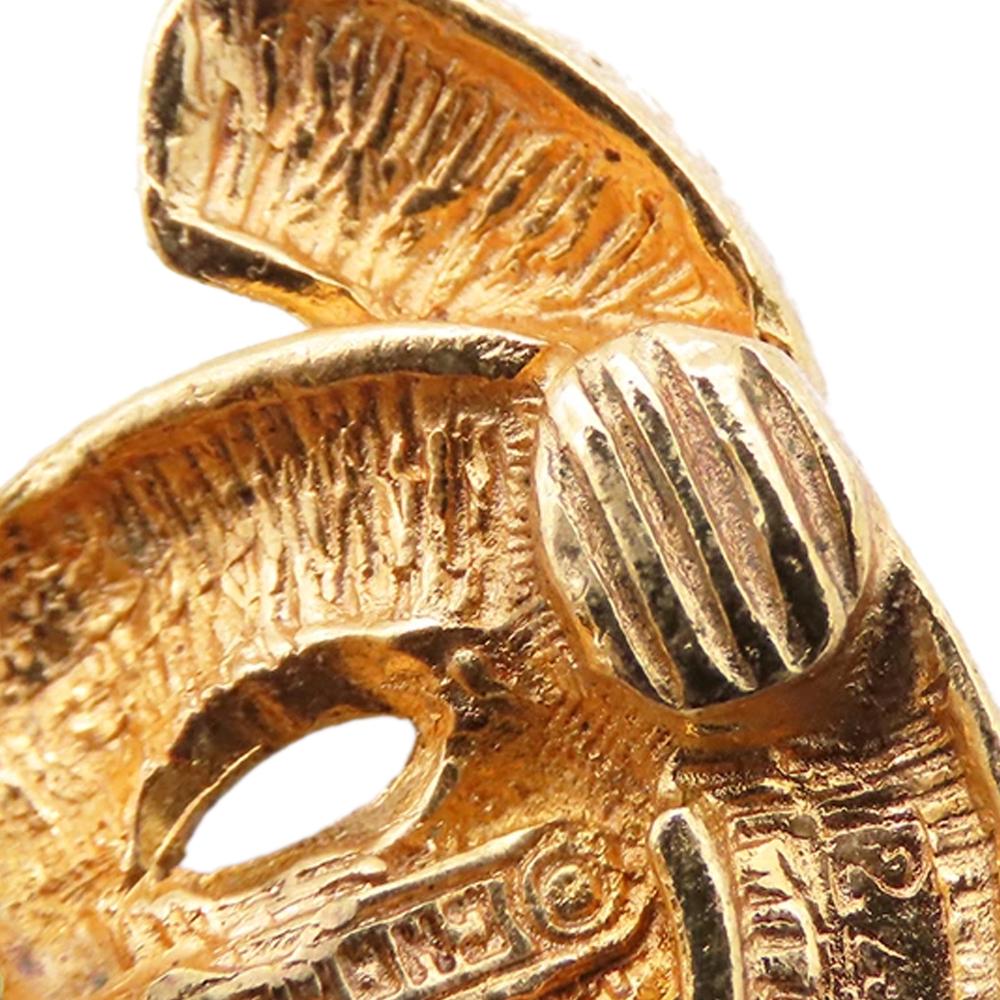 Chanel B Chanel Gold Gold Plated Metal CC Quilted Clip on Earrings France