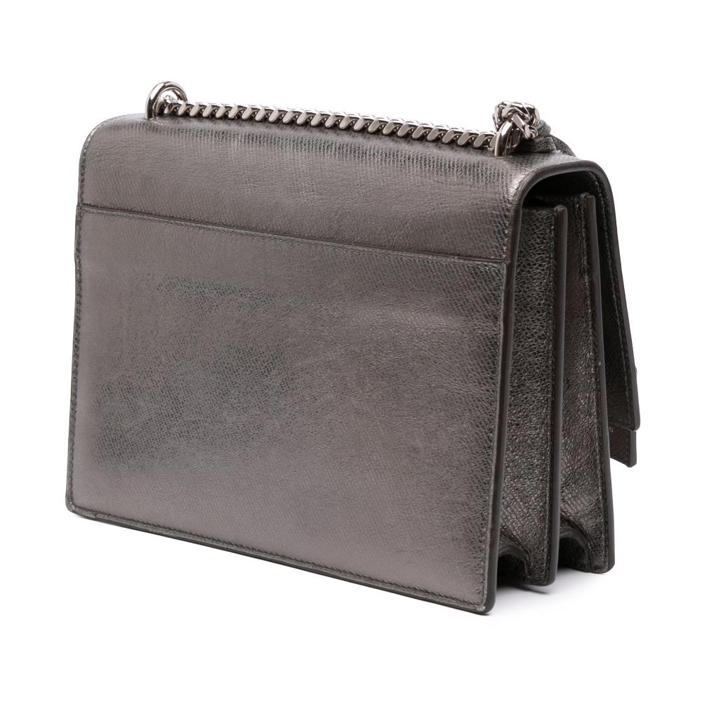 Saint Laurent B Saint Laurent Silver Calf Leather Medium Metallic Monogram Sunset Crossbody Italy