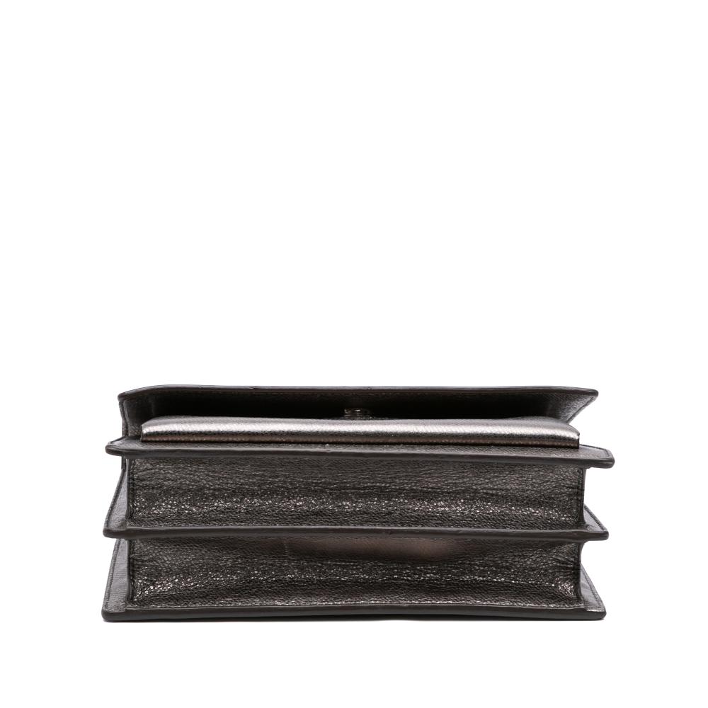 Saint Laurent B Saint Laurent Silver Calf Leather Medium Metallic Monogram Sunset Crossbody Italy