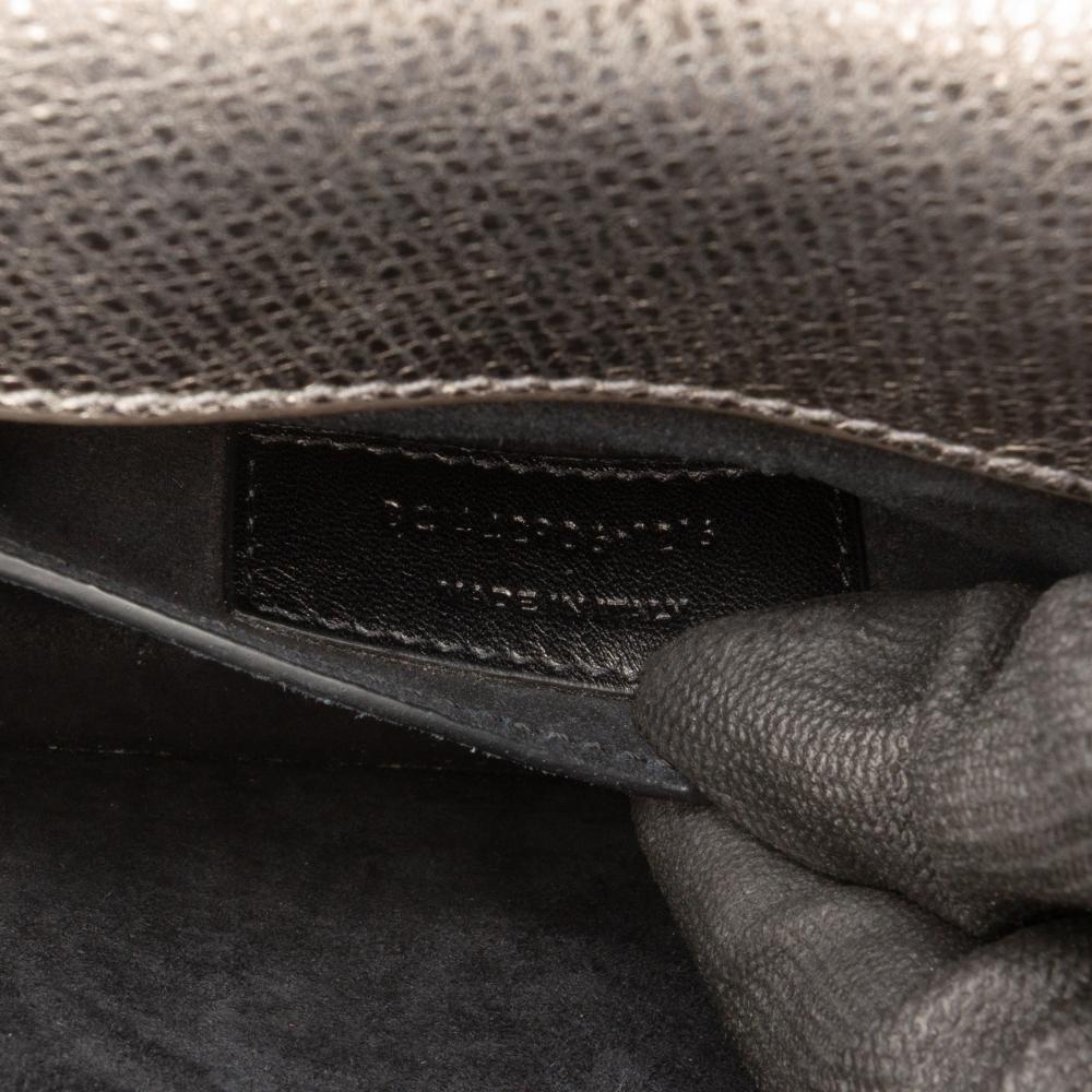 Saint Laurent B Saint Laurent Silver Calf Leather Medium Metallic Monogram Sunset Crossbody Italy