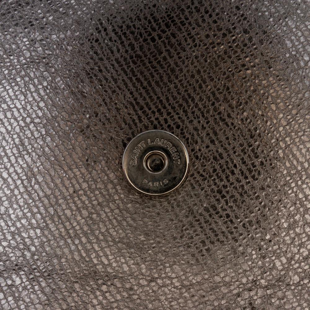 Saint Laurent B Saint Laurent Silver Calf Leather Medium Metallic Monogram Sunset Crossbody Italy