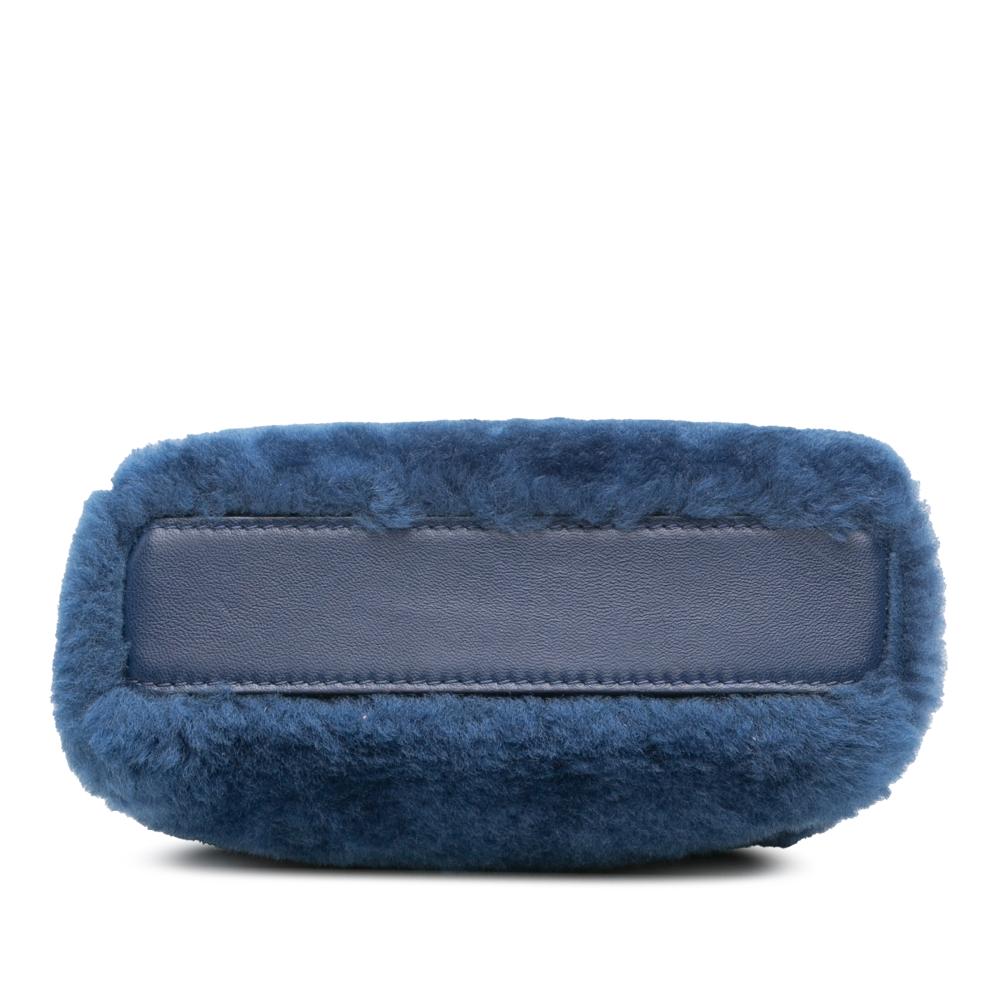 Fendi B Fendi Blue Fur Natural Material Micro Shearling Peekaboo Satchel Italy