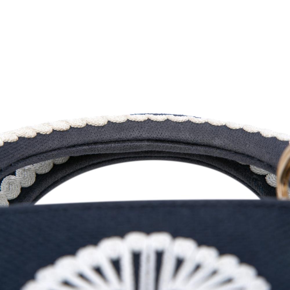 Christian Dior AB Dior Blue Navy Canvas Fabric Medium Embroidered Cornely Lady D Lite Italy