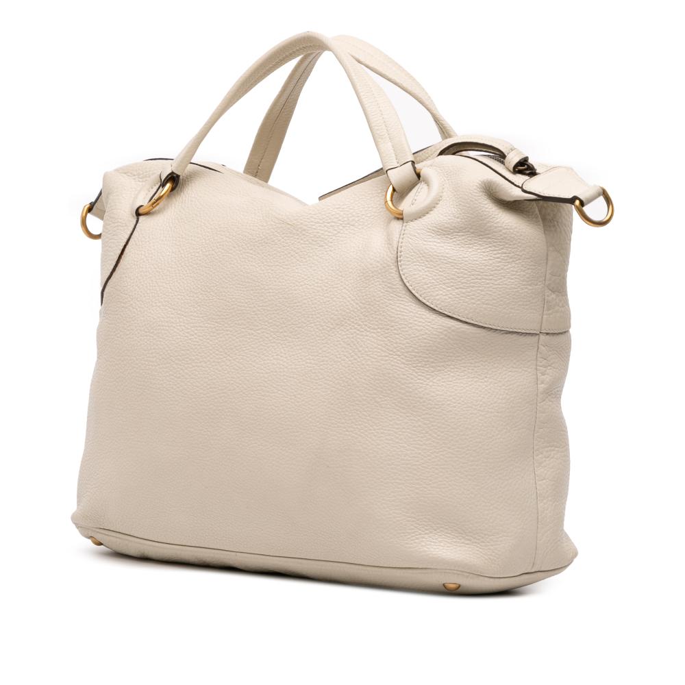 Gucci B Gucci White Ivory Calf Leather Twill Satchel Italy