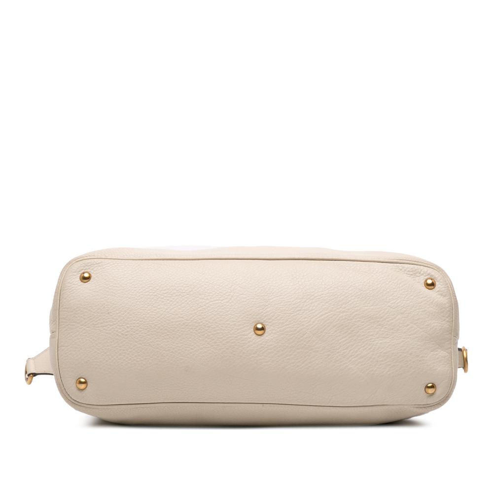 Gucci B Gucci White Ivory Calf Leather Twill Satchel Italy