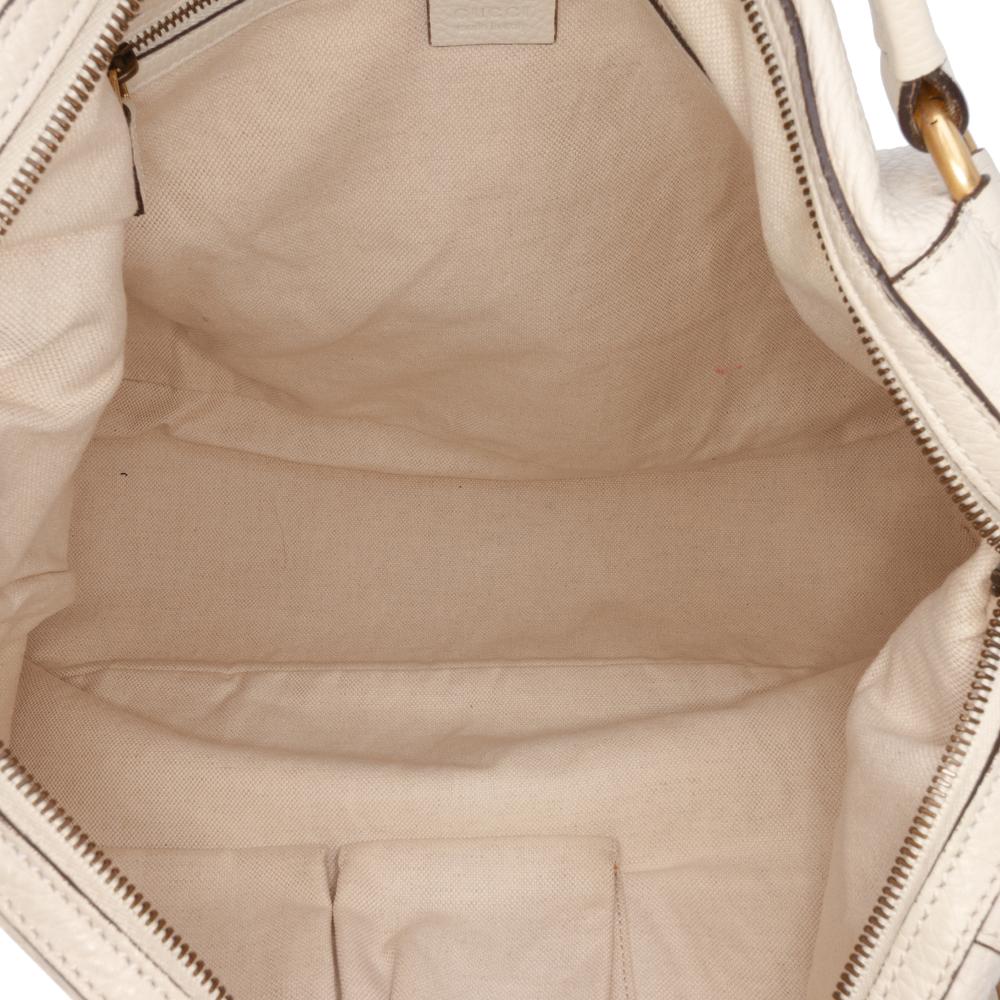 Gucci B Gucci White Ivory Calf Leather Twill Satchel Italy