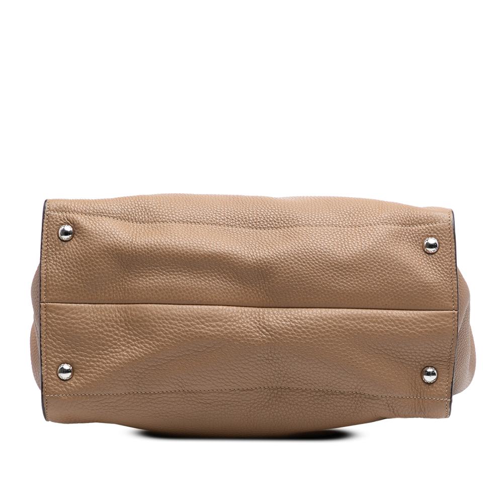 Prada B Prada Brown Camel Calf Leather Vitello Daino Open Convertible Tote Italy