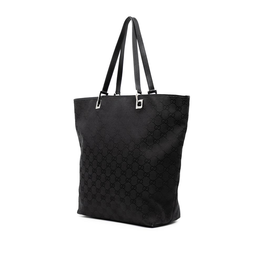 Gucci B Gucci Black Canvas Fabric GG Web Tote Italy