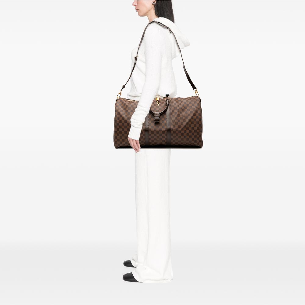 Louis Vuitton AB Louis Vuitton Brown Damier Canvas Fabric Damier Ebene Keepall Bandouliere 55 France