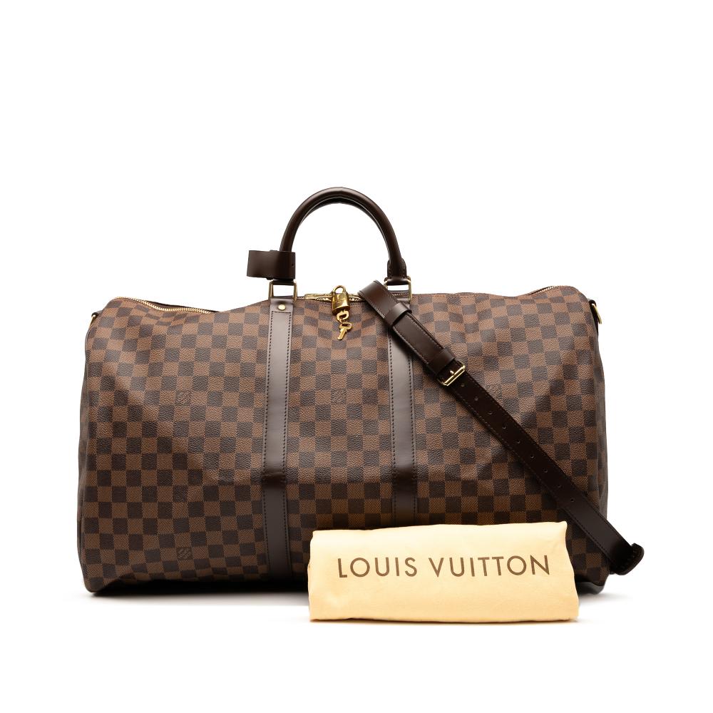 Louis Vuitton AB Louis Vuitton Brown Damier Canvas Fabric Damier Ebene Keepall Bandouliere 55 France