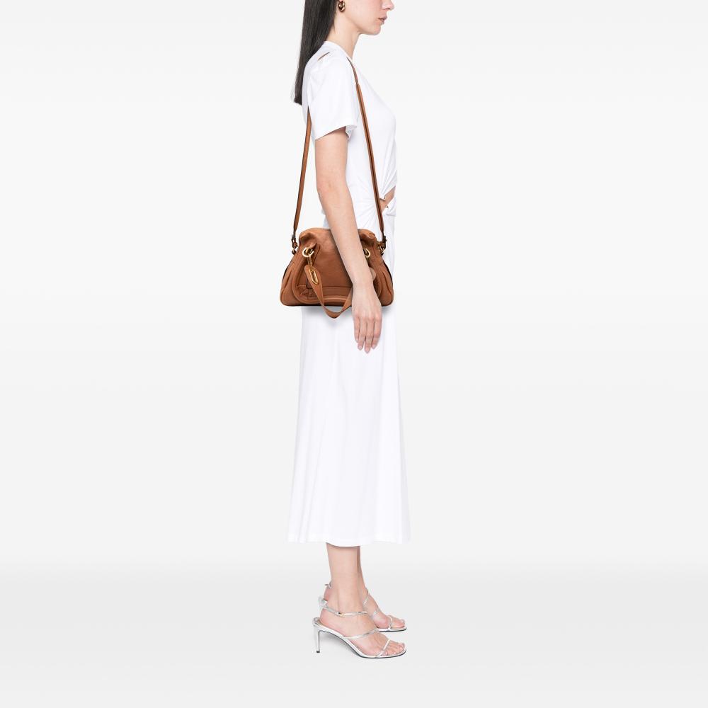 Chloé B Chloé Brown Calf Leather Small Pebbled skin Paraty Satchel Italy