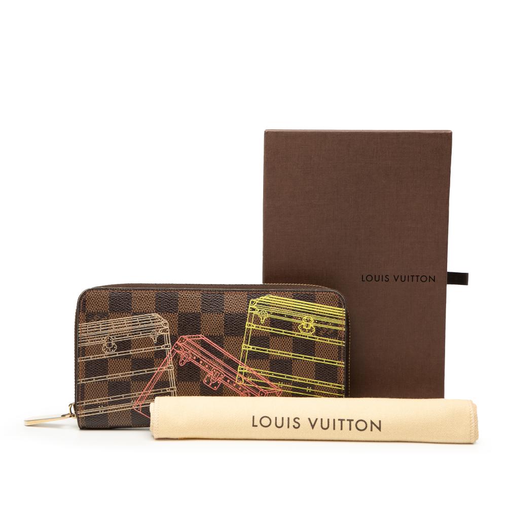 Louis Vuitton Brown Damier Canvas Fabric Damier Ebene Inventuer Trunks and Locks Zippy Wallet Spain