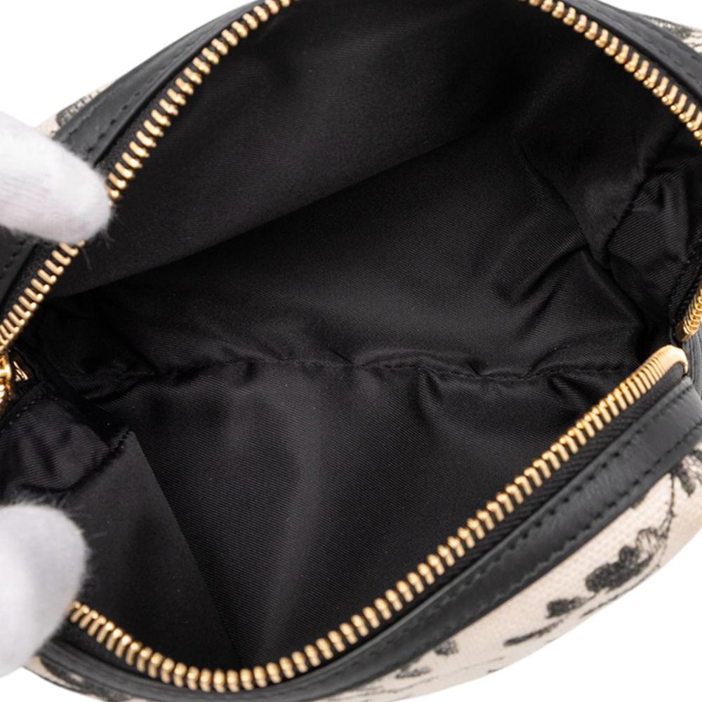 Gucci AB Gucci Brown Light Beige with Black Canvas Fabric GG Marmont Herbarium Pouch Italy