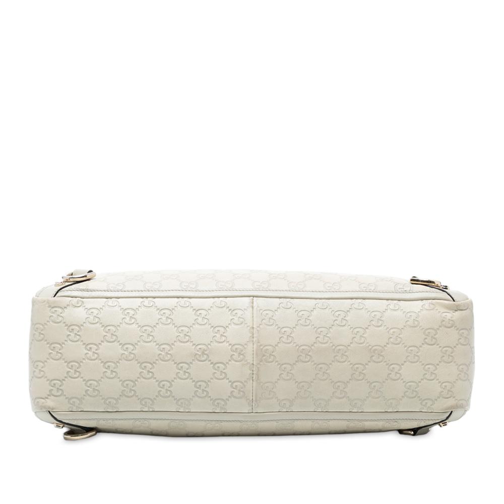 Gucci B Gucci White Ivory Calf Leather Guccissima Abbey D Ring Tote Italy