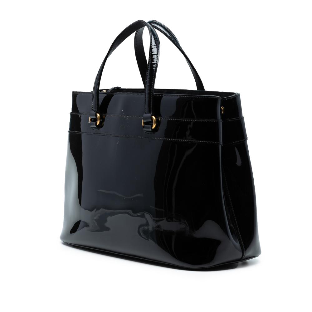 Gucci AB Gucci Black Patent Leather Leather Patent Bright Bit Satchel Italy