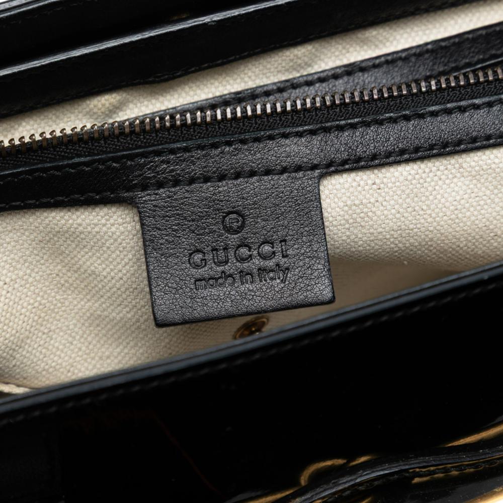 Gucci AB Gucci Black Patent Leather Leather Patent Bright Bit Satchel Italy