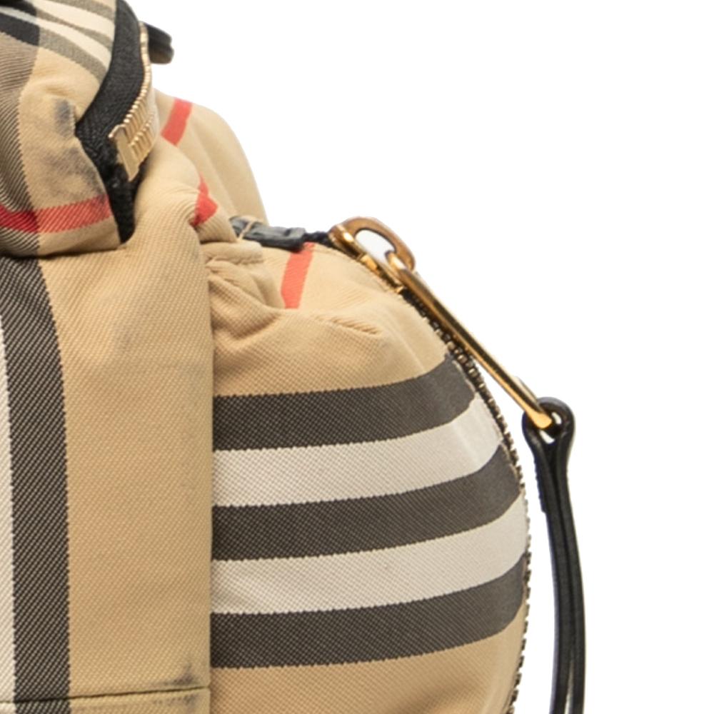Burberry B Burberry Brown Beige Canvas Fabric House Check Backpack Italy