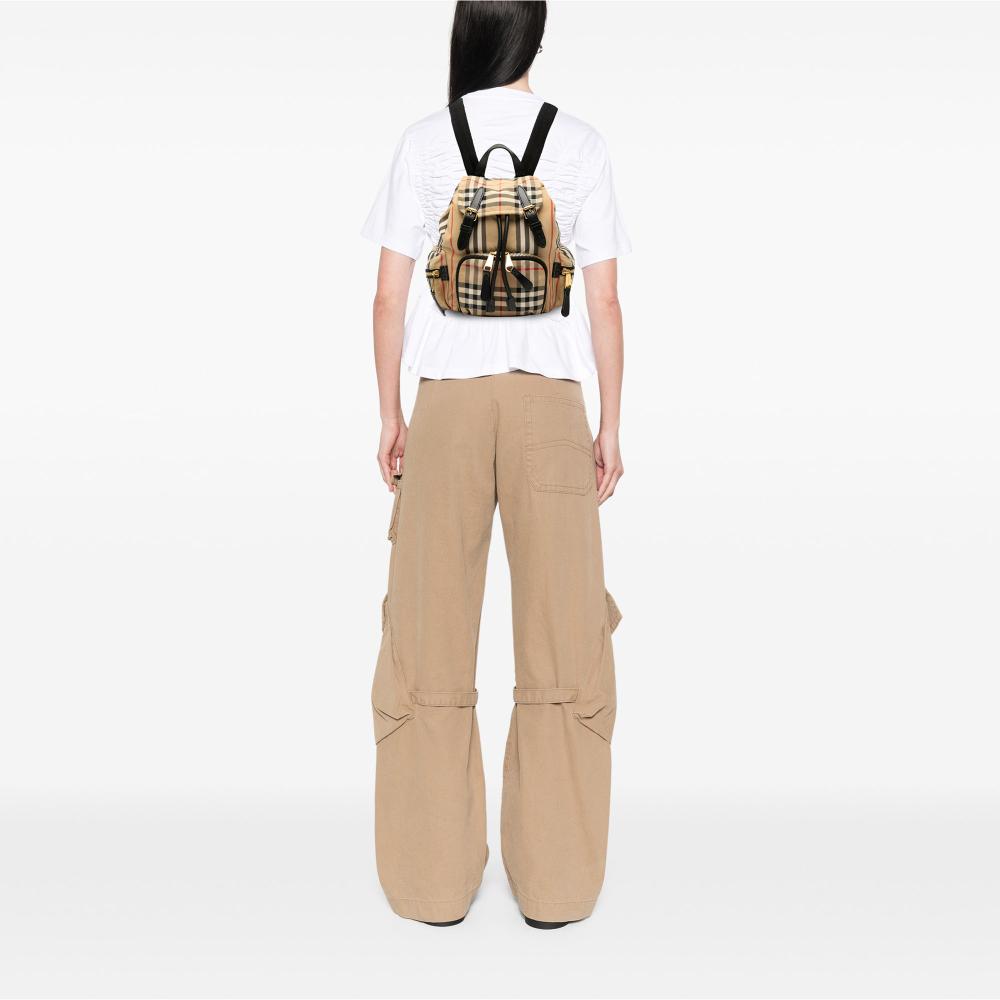 Burberry B Burberry Brown Beige Canvas Fabric House Check Backpack Italy