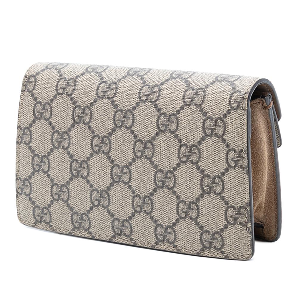 Gucci AB Gucci Brown Beige Coated Canvas Fabric Mini GG Supreme Dionysus Crossbody Italy