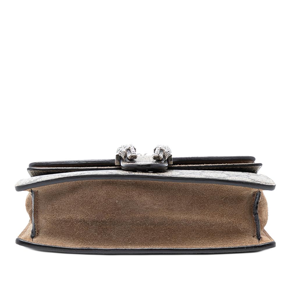 Gucci AB Gucci Brown Beige Coated Canvas Fabric Mini GG Supreme Dionysus Crossbody Italy