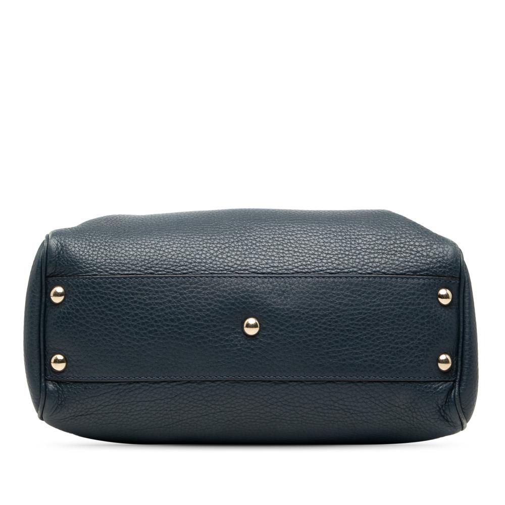 Gucci AB Gucci Blue Navy Calf Leather Small skin Bamboo Shopper Satchel Italy