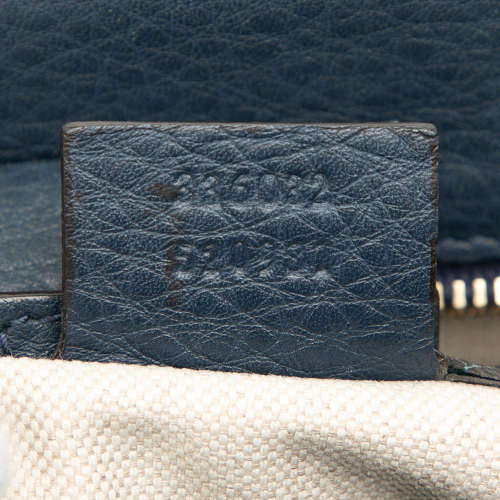 Gucci AB Gucci Blue Navy Calf Leather Small skin Bamboo Shopper Satchel Italy