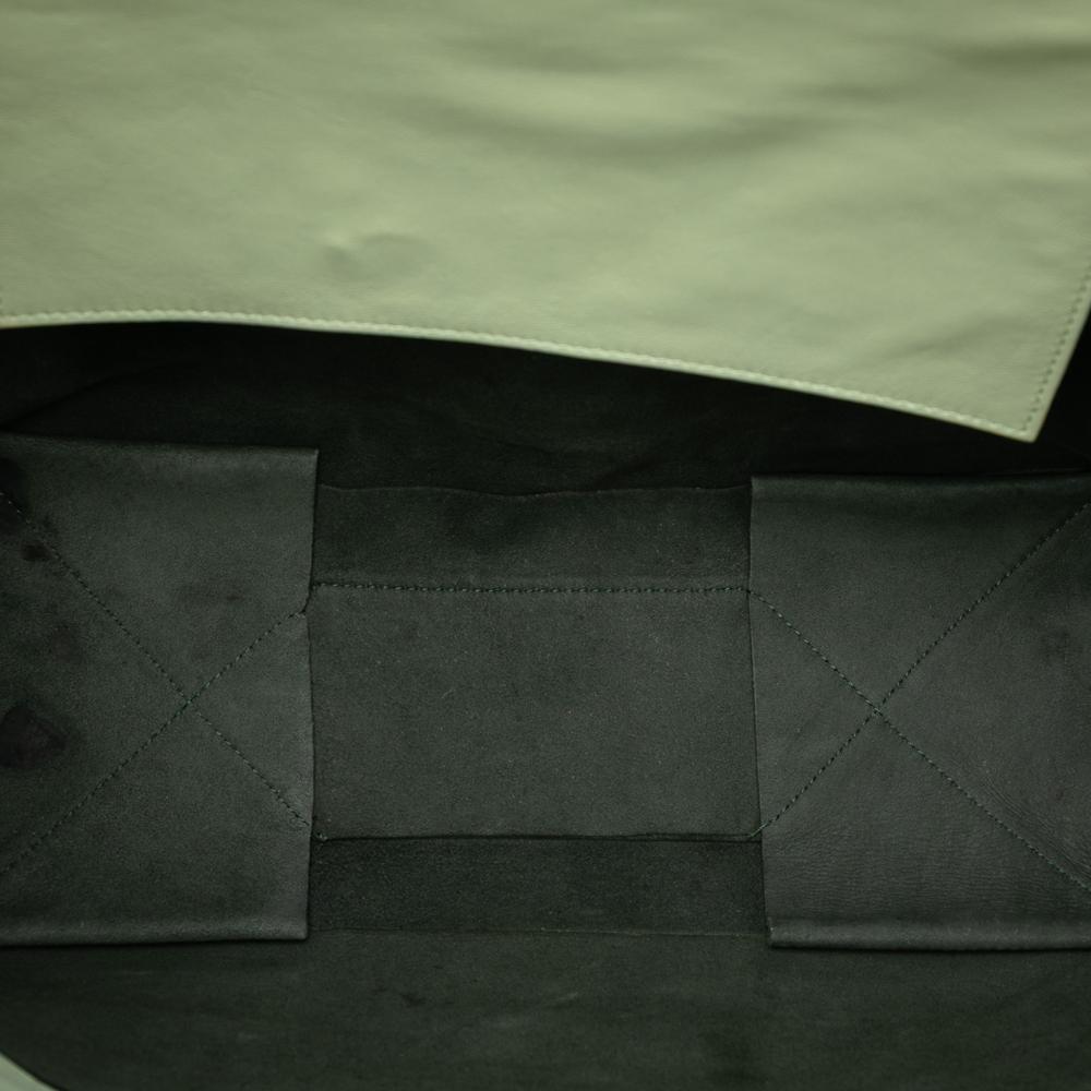 Celine B Celine Green Lime Calf Leather Bicolor Vertical Cabas Tote Italy