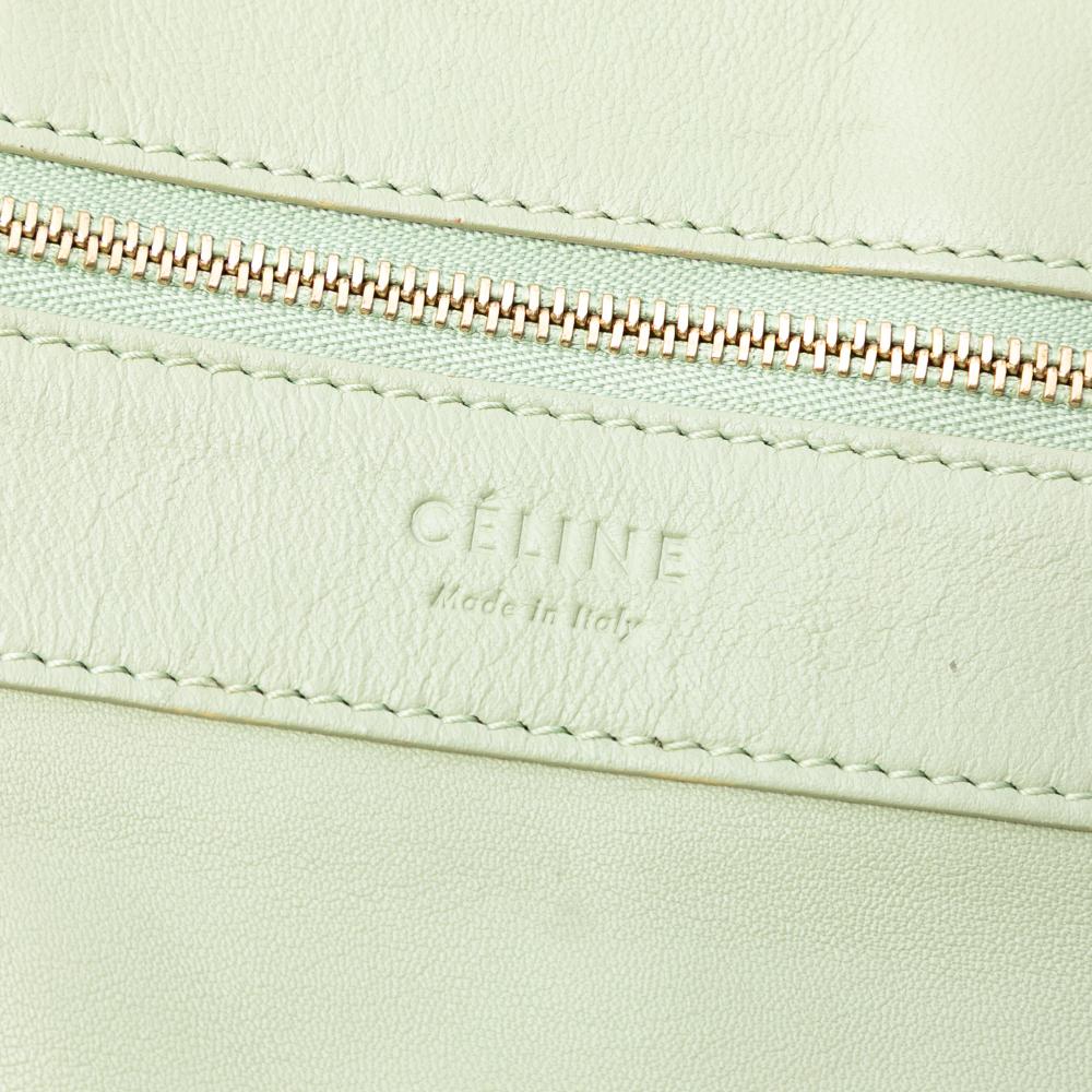 Celine B Celine Green Lime Calf Leather Bicolor Vertical Cabas Tote Italy