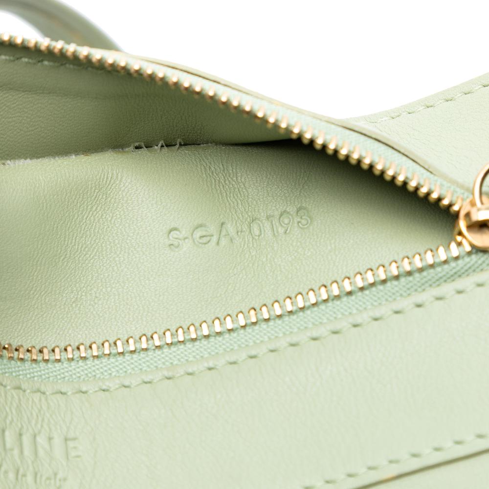 Celine B Celine Green Lime Calf Leather Bicolor Vertical Cabas Tote Italy